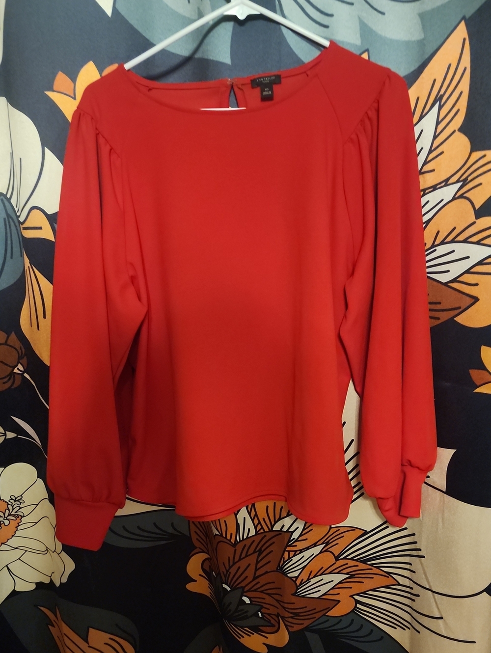 Ann Taylor Vibrant Red Long-Sleeve Blouse